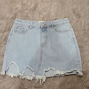 Princess Polly Light Blue Distressed Denim Skirt